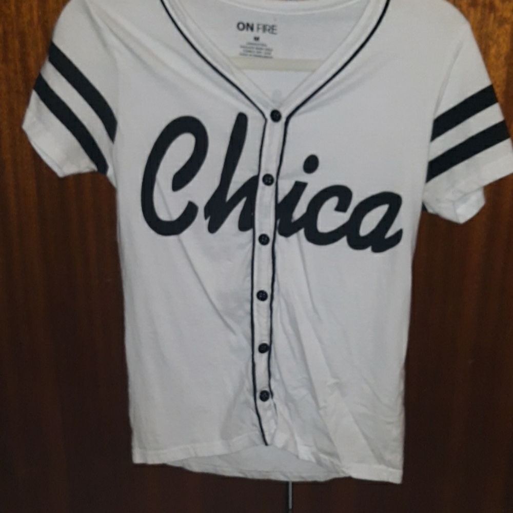 On fire baseball tee